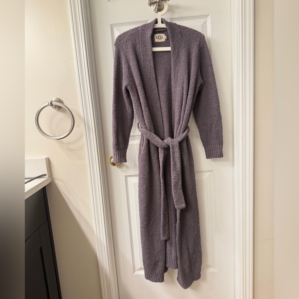 UGG Long Plush Robe in Mauve Gray